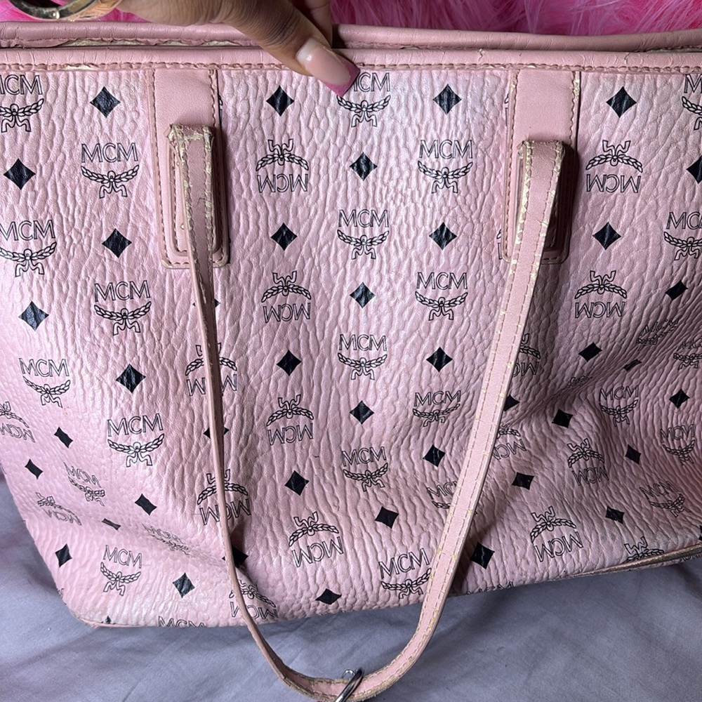 MCM Pink Visetos Monogram Tote Bag - Picture 5 of 7